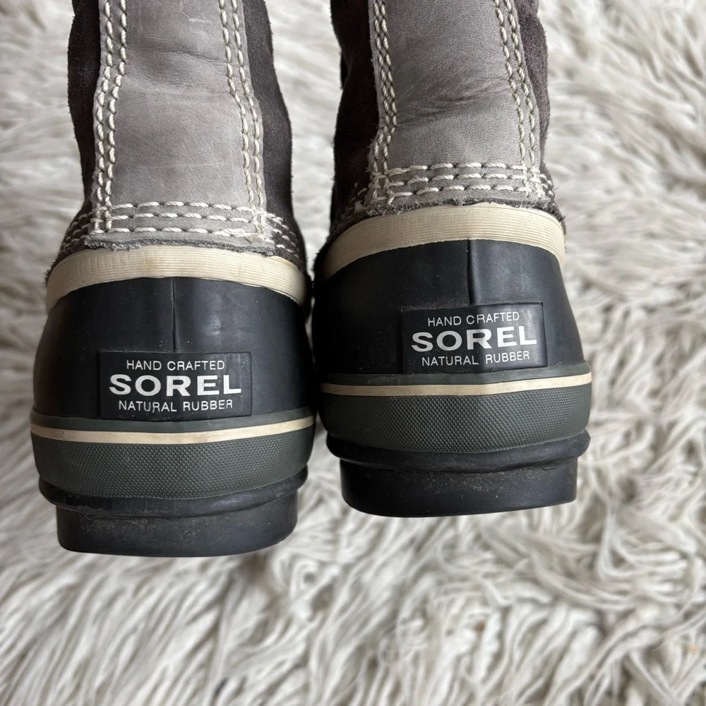 Sorel Joan of Arctic Waterproof Quarry Gray Black Winter Snow Boot EUC Size 9